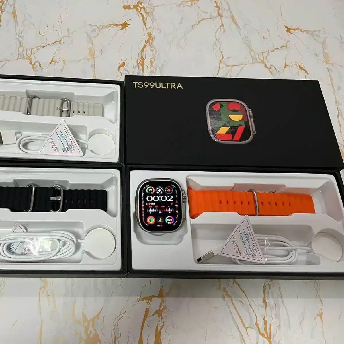 TS99 Ultra Smartwatch | 2.02" Big HD Display | Ultra Series Design | Bluetooth Calling | Health Tracking | Wireless Magnetic Charger | 2 Straps